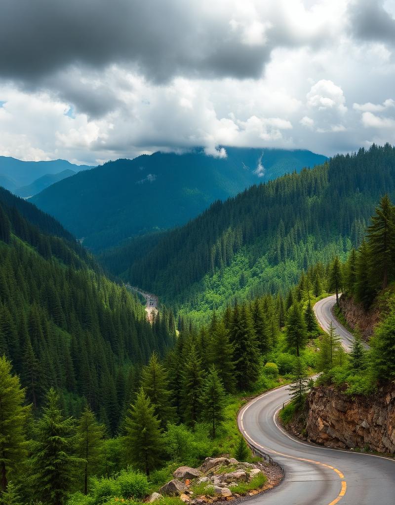 Scenic mountain road in Himachal