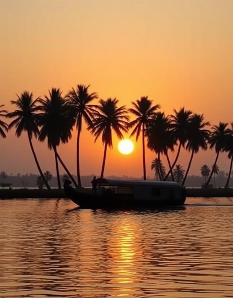 Kerala backwaters at sunset