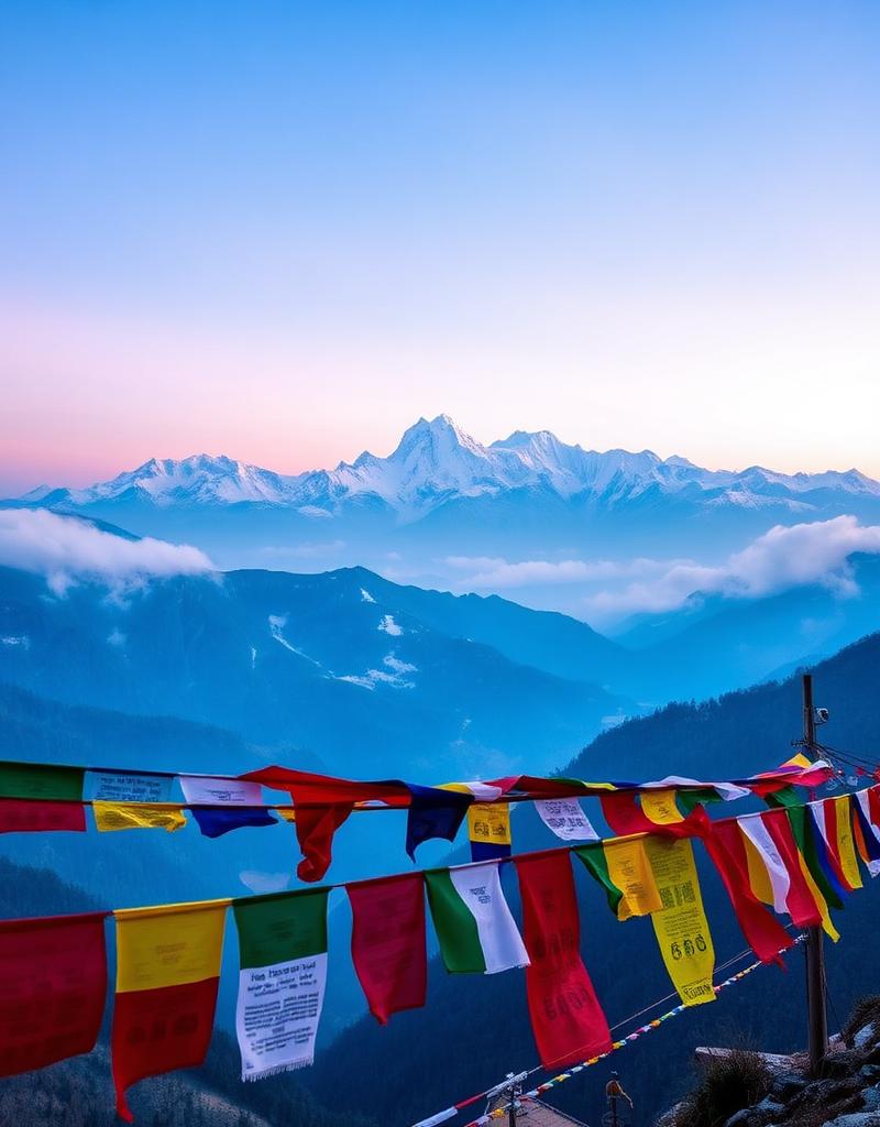 Prayer flags in Sikkim mountains
